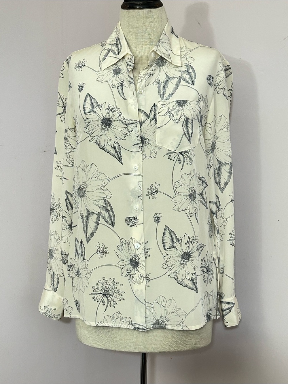 Evan-Picone Floral Printed Silk Blouse 4